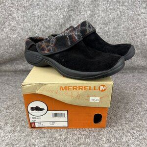 ✅Women's 8 Merrell Encore Ripple Black Suede Slip On Clogs Mules J55934 Shoes